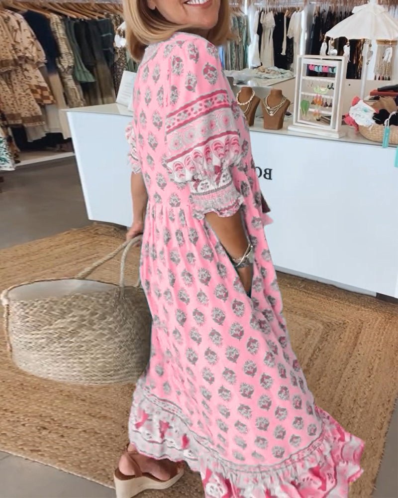 Thea – Robe fleurie chic à col en V