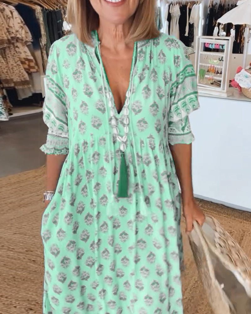 Thea – Robe fleurie chic à col en V
