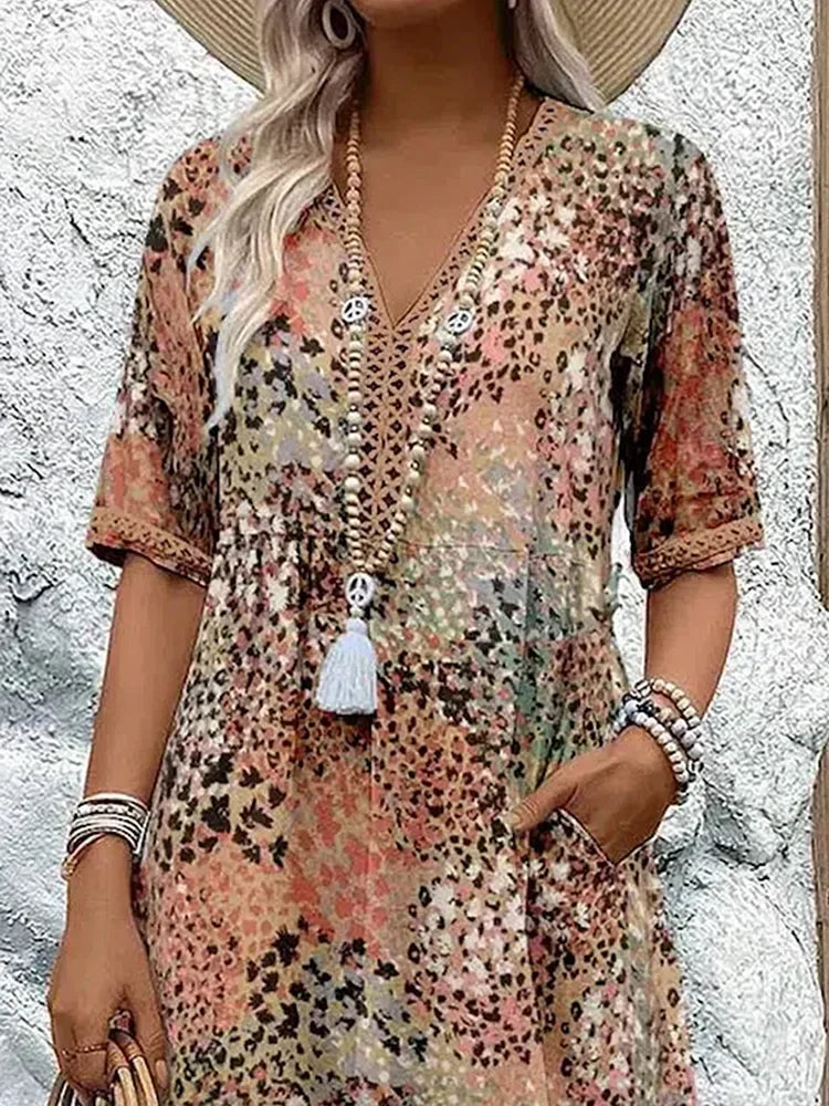 Rose - Robe mi-longue éclatante