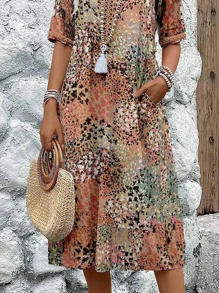 Rose - Robe mi-longue éclatante